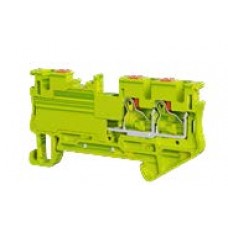 8001298165, Клеммник на DIN-рейку (Push-in) 4 мм.кв. 3-х выводной (желто-зеленый); PFT 4 1X2 E (с заземлением) (упак 40 шт)