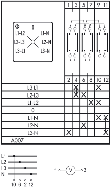 Схема переключателя (диаграмма переключения) A007