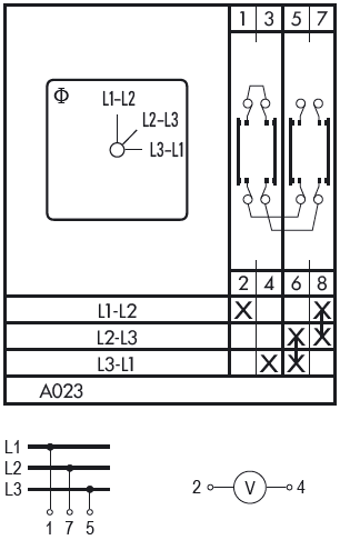 Схема переключателя (диаграмма переключения) A023