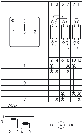 Схема переключателя (диаграмма переключения) A037