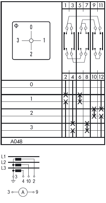 Схема переключателя (диаграмма переключения) A048