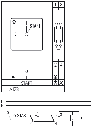 Схема переключателя (диаграмма переключения) A178
