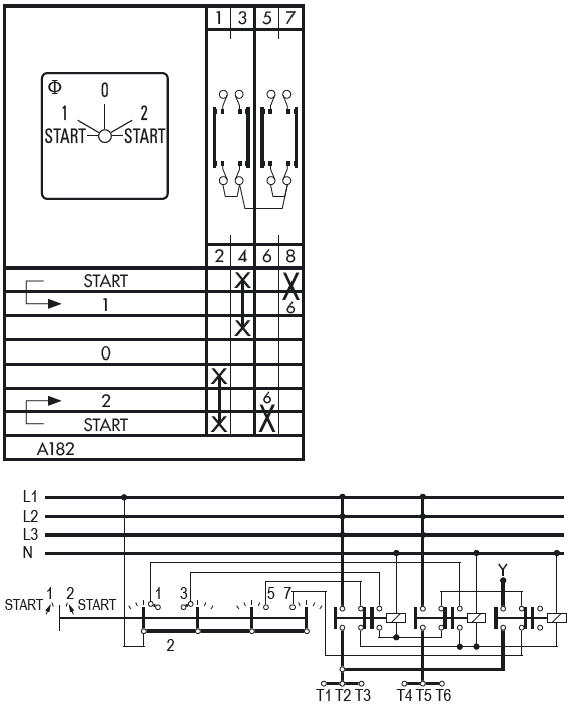 Схема переключателя (диаграмма переключения) A182