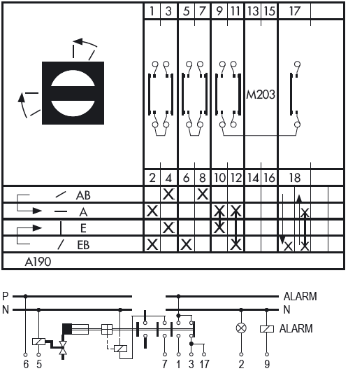 Схема переключателя (диаграмма переключения) A190