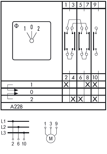 Схема переключателя (диаграмма переключения) A228