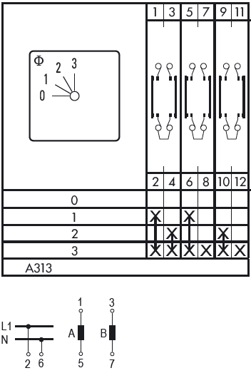Схема переключателя (диаграмма переключения) A313