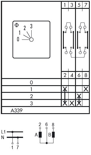 Схема переключателя (диаграмма переключения) A339