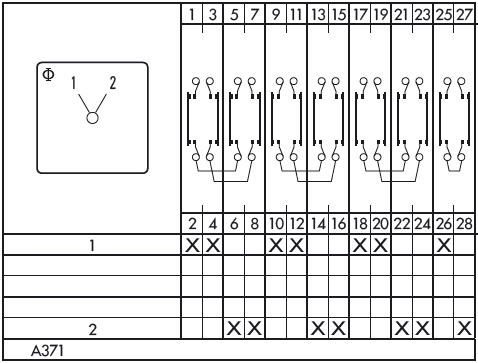 Схема переключателя (диаграмма переключения) A371