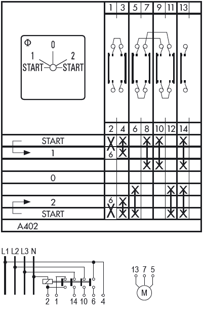 Схема переключателя (диаграмма переключения) A402