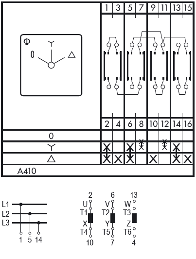 Схема переключателя (диаграмма переключения) A410