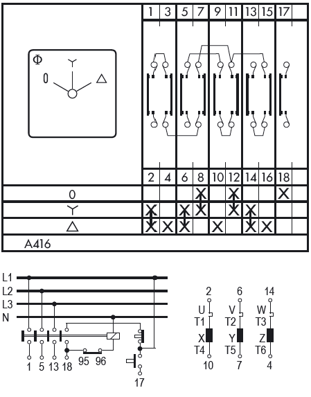 Схема переключателя (диаграмма переключения) A416