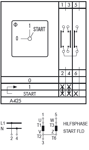 Схема переключателя (диаграмма переключения) A425