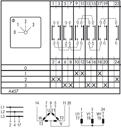 Схема переключателя (диаграмма переключения) A457