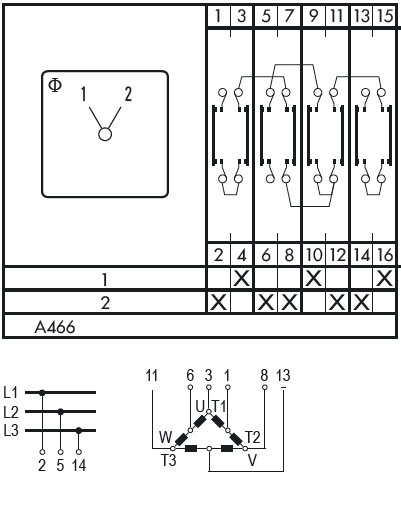 Схема переключателя (диаграмма переключения) A466