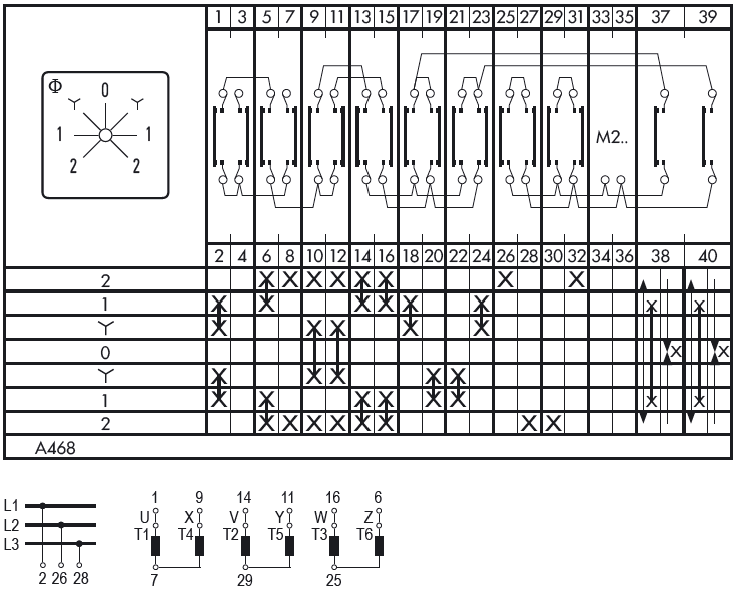 Схема переключателя (диаграмма переключения) A468