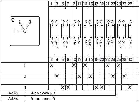Схема переключателя (диаграмма переключения) A484