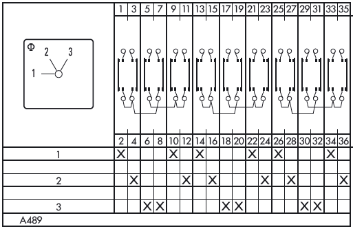 Схема переключателя (диаграмма переключения) A489