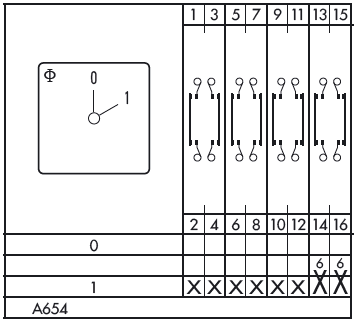 Схема переключателя (диаграмма переключения) A654
