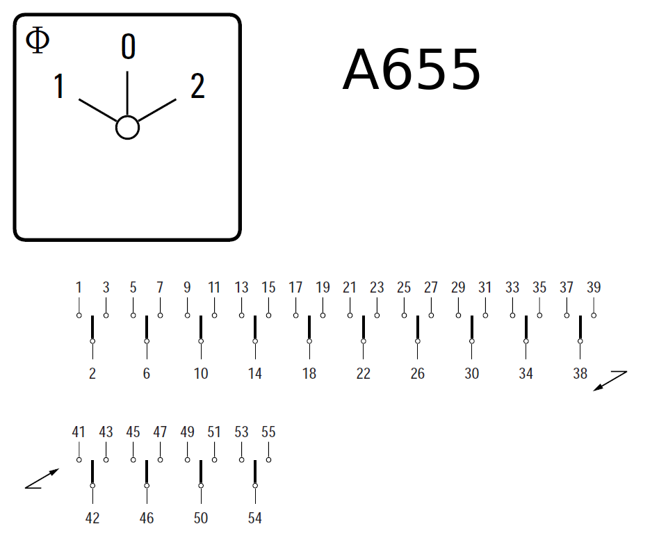 Схема переключателя (диаграмма переключения) A655
