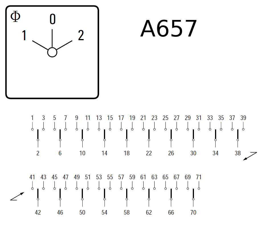 Схема переключателя (диаграмма переключения) A657