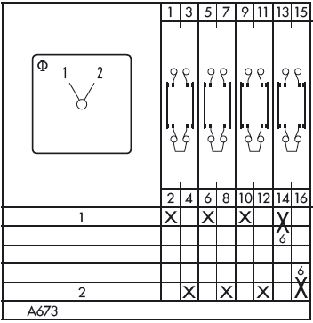 Схема переключателя (диаграмма переключения) A673