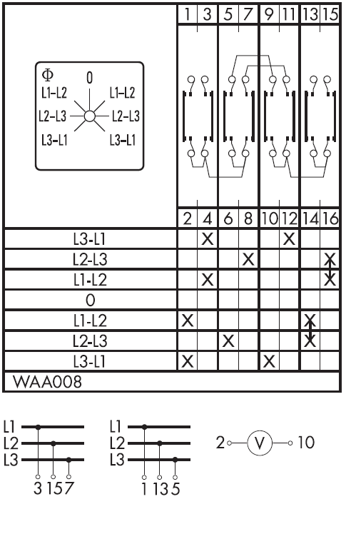 Схема переключателя (диаграмма переключения) WAA008