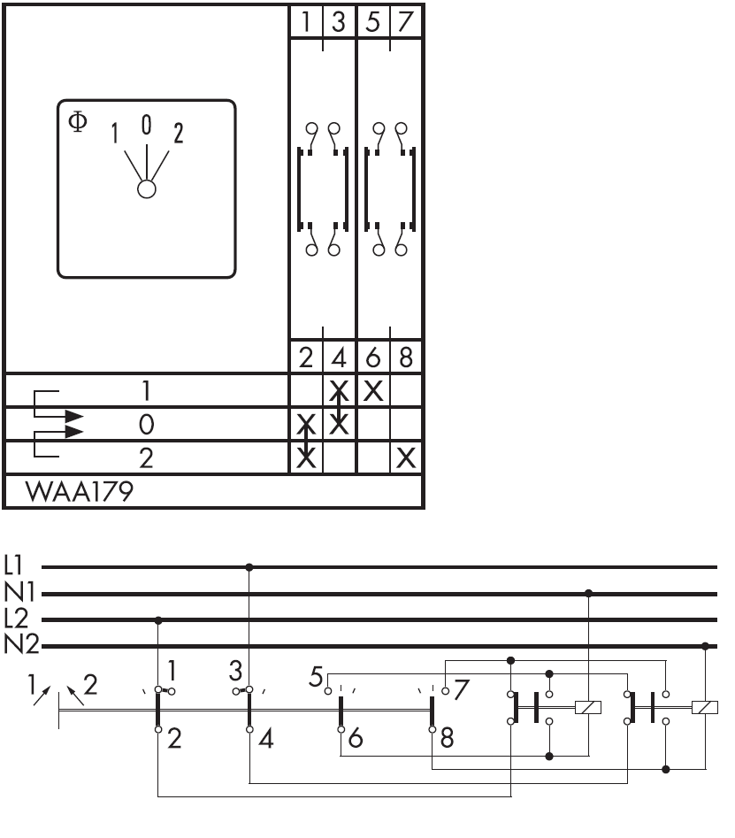 Схема переключателя (диаграмма переключения) WAA179