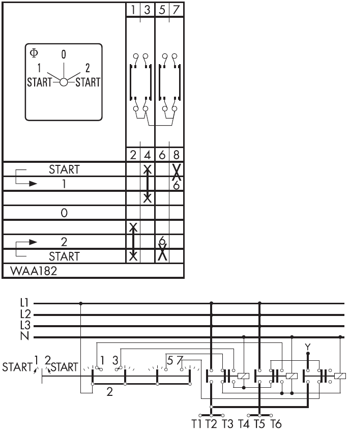 Схема переключателя (диаграмма переключения) WAA182