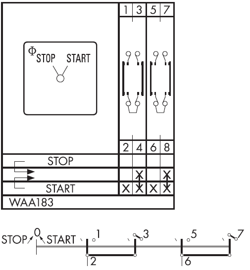 Схема переключателя (диаграмма переключения) WAA183