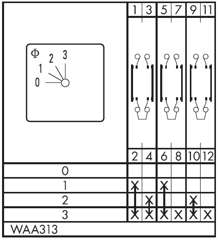 Схема переключателя (диаграмма переключения) WAA313