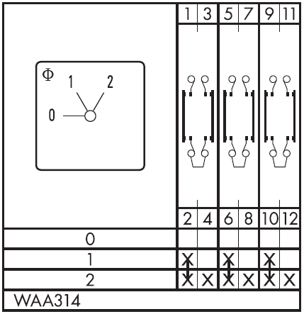 Схема переключателя (диаграмма переключения) WAA314