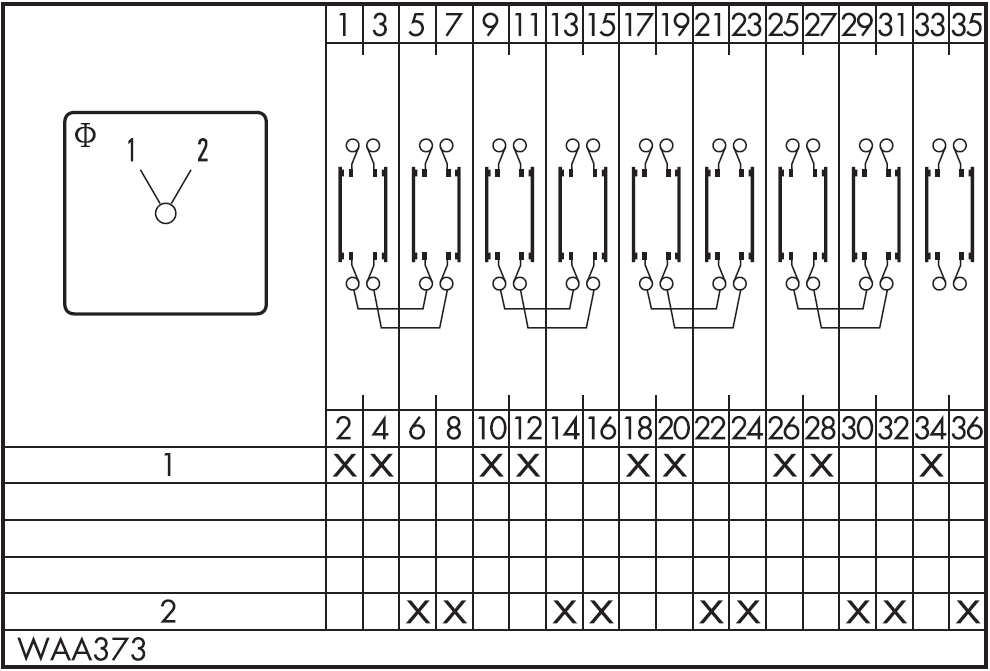 Схема переключателя (диаграмма переключения) WAA373