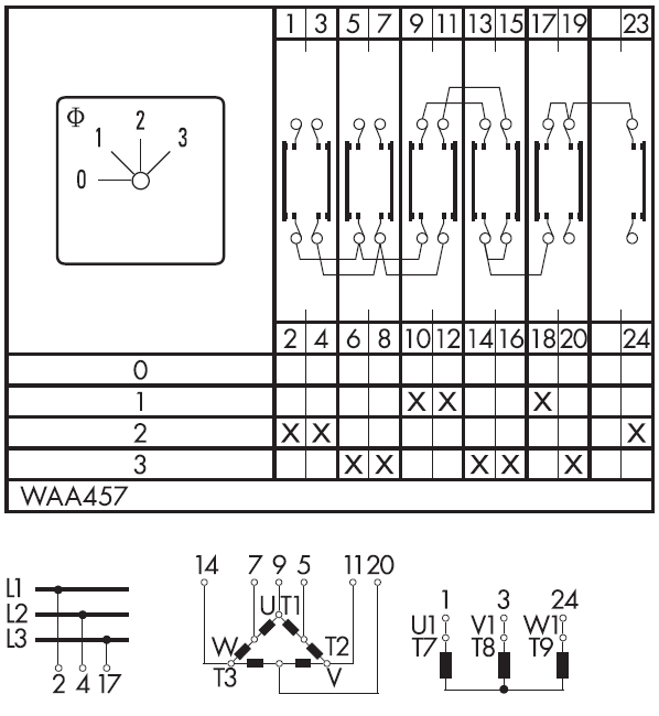 Схема переключателя (диаграмма переключения) WAA457