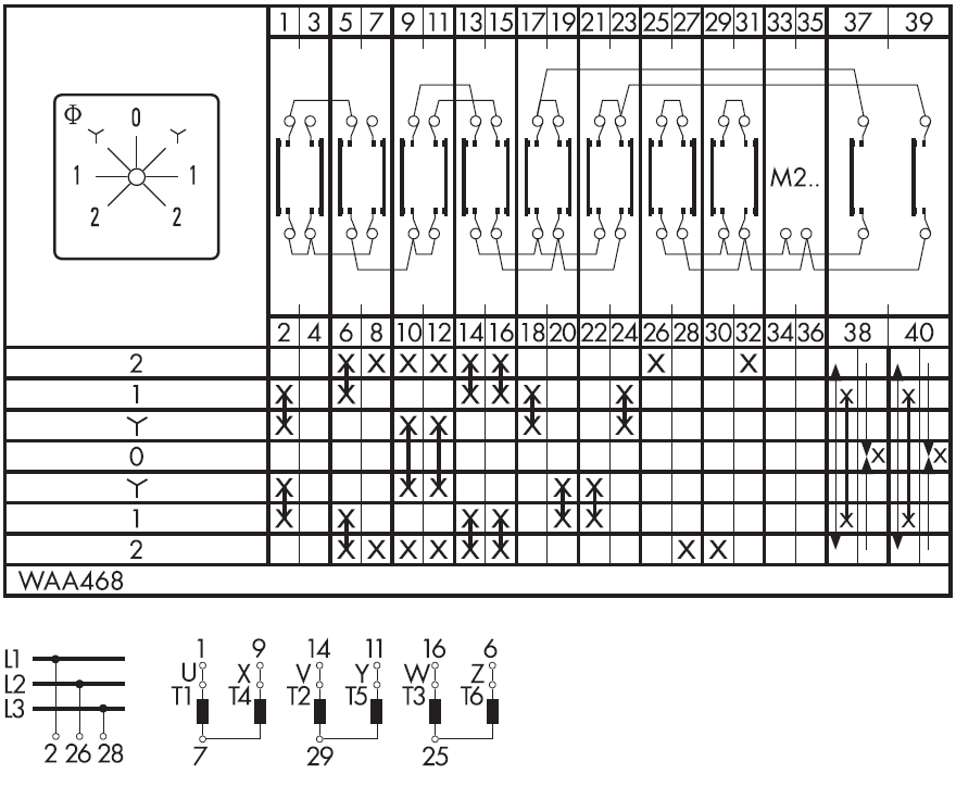 Схема переключателя (диаграмма переключения) WAA468