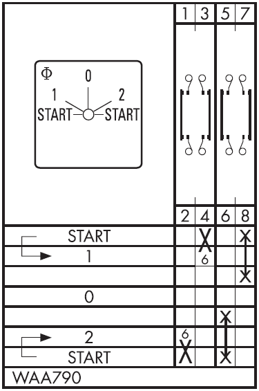 Схема переключателя (диаграмма переключения) WAA790